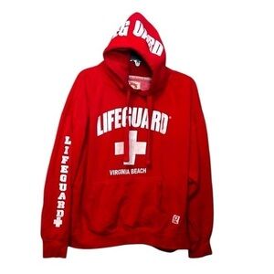 Lifeguard, Red Lifeguard Hoodie, Virginia Beach lifeguard, size XL